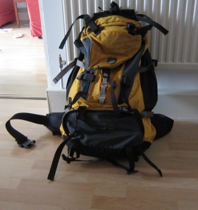 My trusty old backpack, eagerly waiting for her next journey