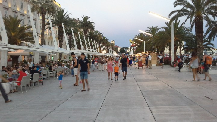 Pedestrian street at dusk