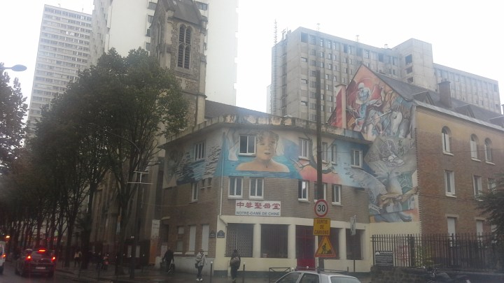 Chinese Notre Dame church, and there are the tower blocks lurking behind again