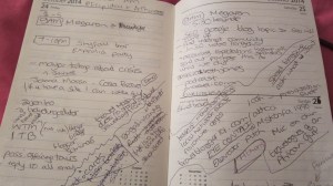 Still taking notes the old fashioned way.