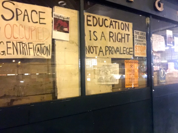 This former pub in the Elephant and Castle was about to be turned into a branch of Foxtons Estate Agents until the squatters moved in.  I do wonder if spelling is a right or a privilege.  