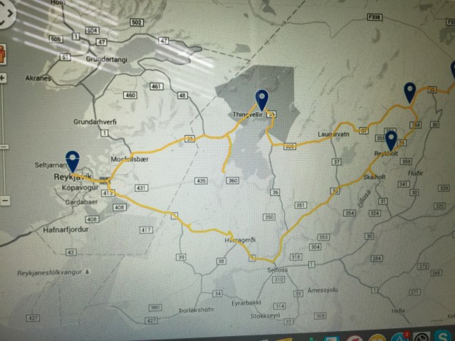 Route of the so-called golden circle tour
