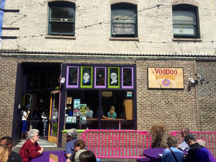 The amazing Voodoo donuts.  I never saw a queue less than an hour long outside the shop; they tell me 10-11pm is the quiet time.  Mostly Portland based, they have just opened a store in Denver.  I'm sure it's just coincidence that they're expanding into the places where marijuana is legal