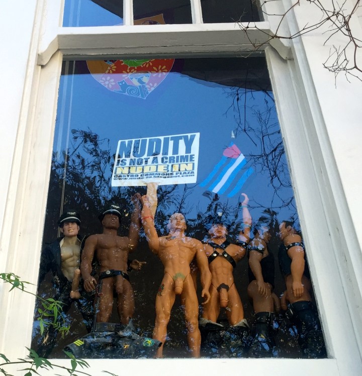 A store window in the Castro. Nudity is NOT legal here, despite attempts at passing a by-laaw